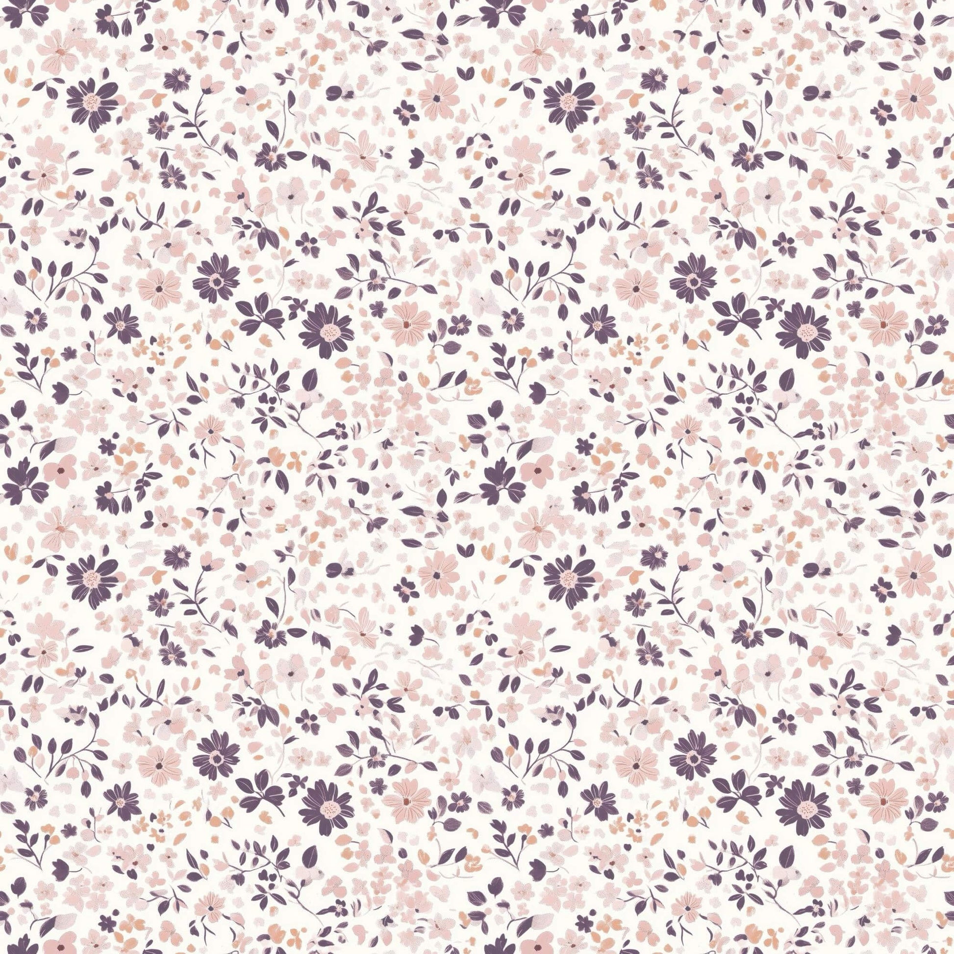 Floraler Kinderstoff Lila – zarter Blümchen Stoff als Meterware
