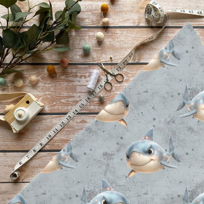 Hai Kinderstoff auf Jersey – maritimes Motiv als Meterware OEKO‑TEX 100
