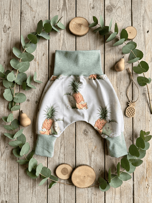 Pumphose Größe 56 62 mit Früchte Stoffdesign
