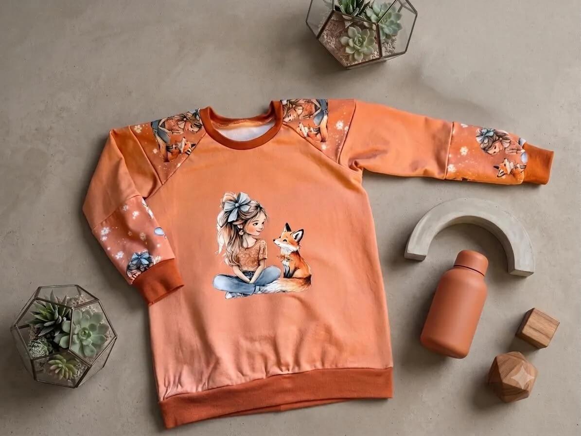 Fuchsmädchen Pullover Größe 110 aus French Terry
