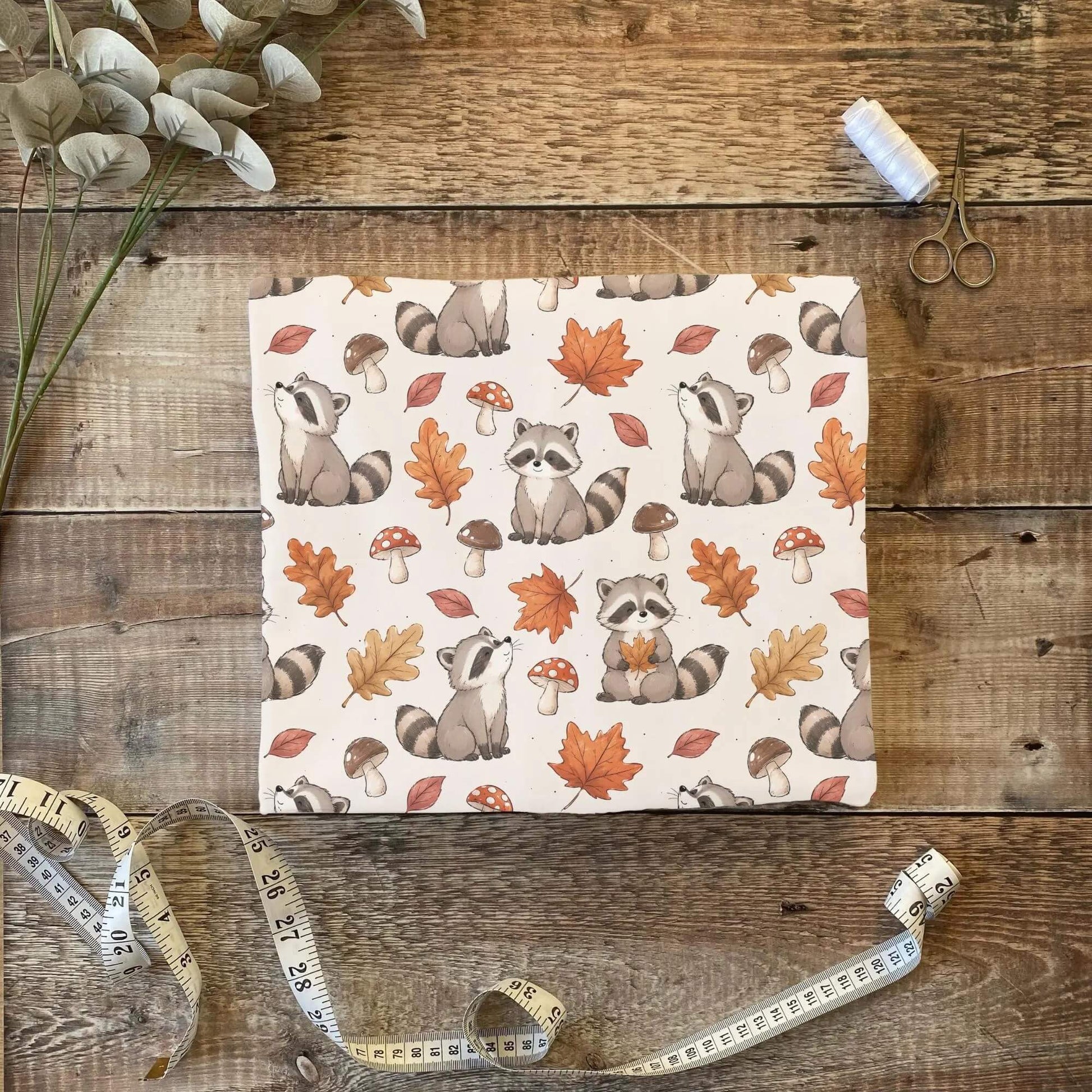 Babystoff Herbstzauber Waschbär Kinderstoffe OEKO TEX Standard 100

