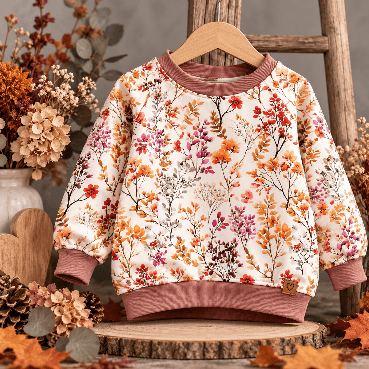 Stoff Meterware Bunte Herbstzweige Kinderstoffe Nähbeispiel