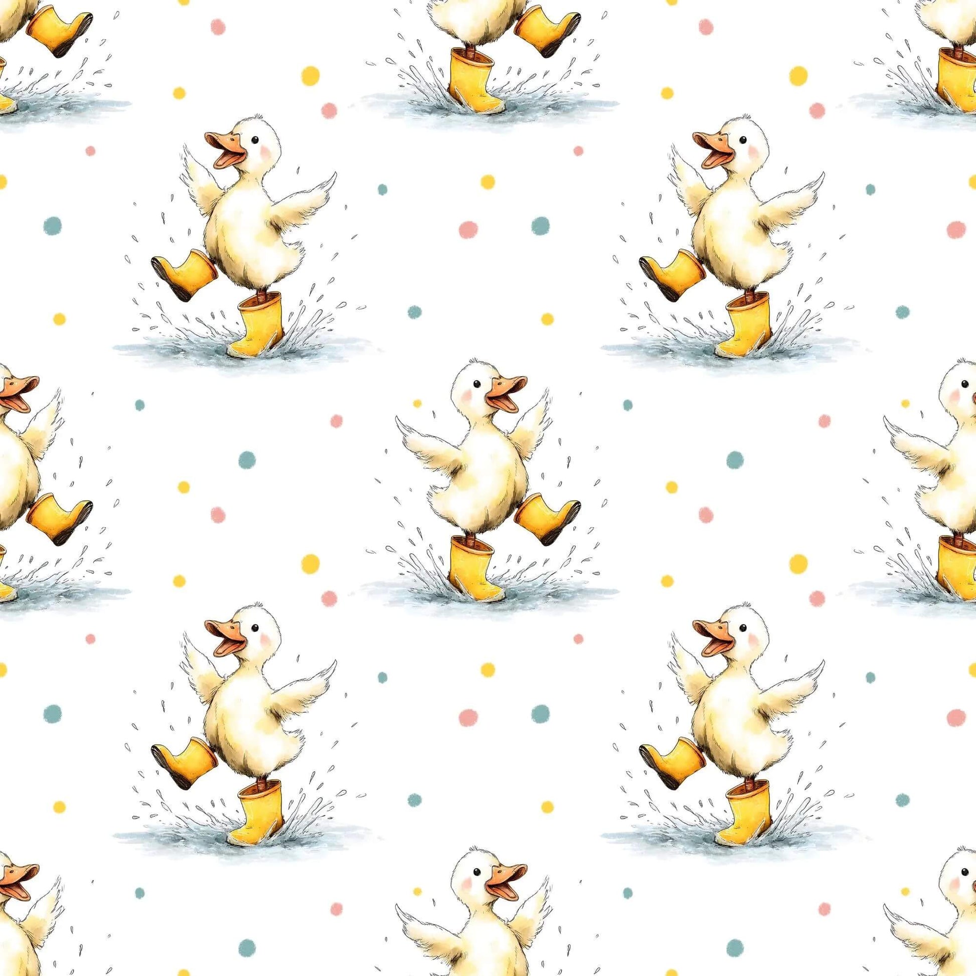 Kinderstoffe und Babystoffe Regenentchen Stoff Meterware mit Entenmotiv
