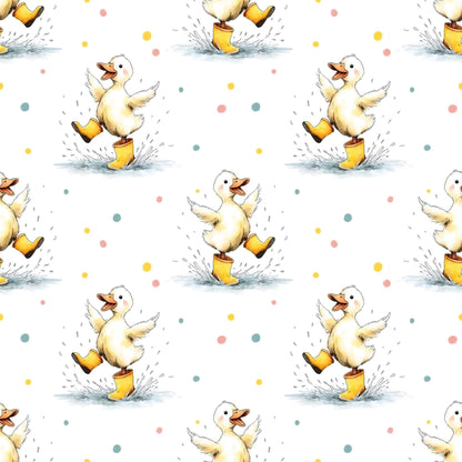 Kinderstoffe und Babystoffe Regenentchen Stoff Meterware mit Entenmotiv
