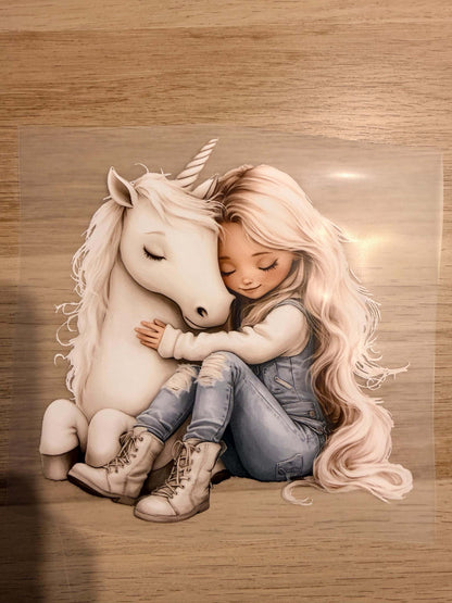 DTF Bügelbild Einhorn weiß Mädchen für Shirt Pullover Kinder
