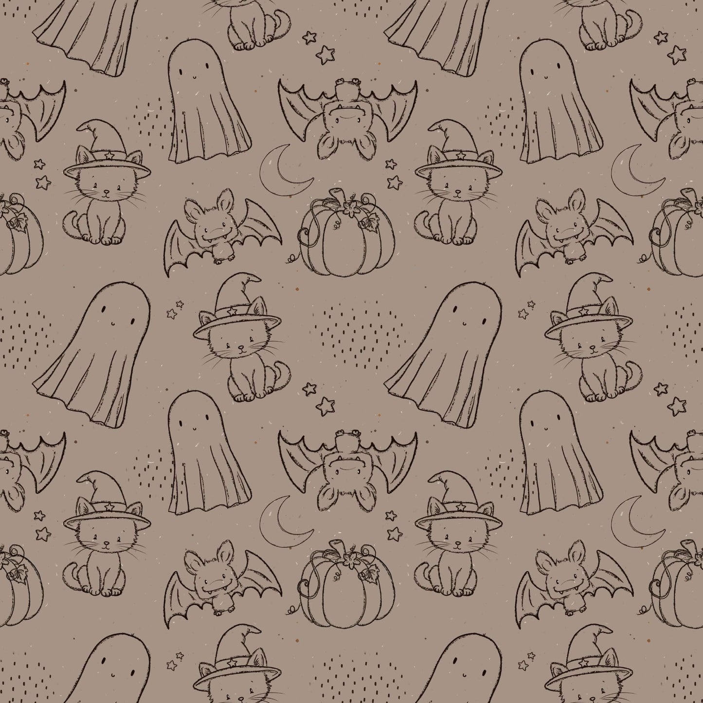 Spooky Skizzen Musselin und Softshell Stoff Meterware mit Maßband, Stoff Meterware online kaufen
