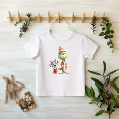 Hochwertige DTF Transferfolie Weihnachtsmuffel mit Hund im Weihnachtsoutfit

