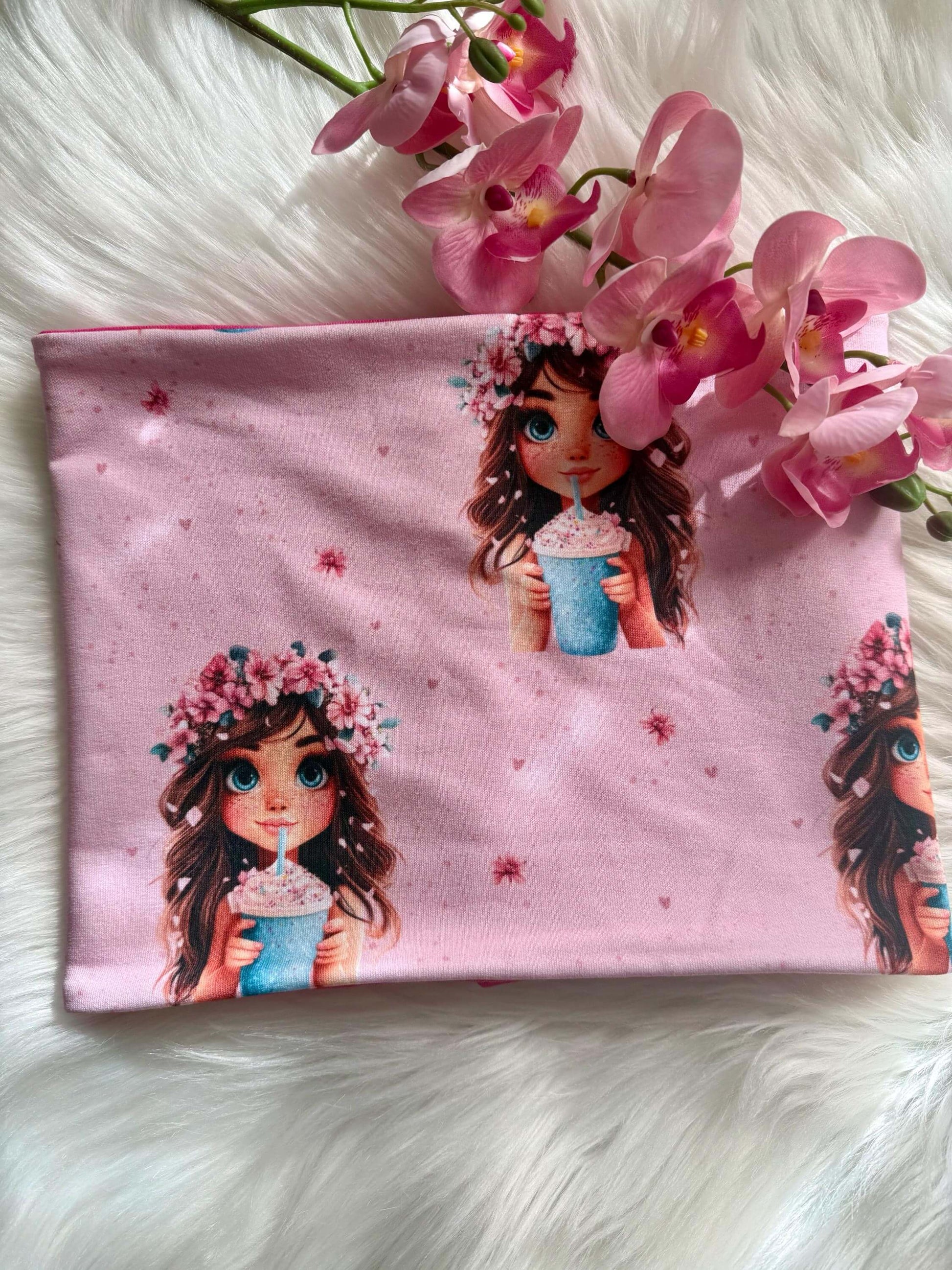 Beanie und Loop Set aus French Terry in Rosa

