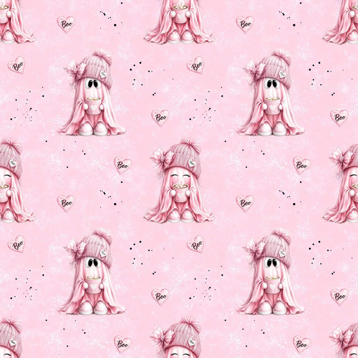 Pink Boo Stoffdetail mit Maßband Nahaufnahme