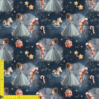 „Jersey Kinderstoff mit Nussknacker & Ballerina – OEKO-TEX zertifiziert & liebevoll gestaltet“