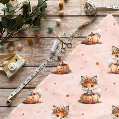 Kürbis Fuchs Stoff Meterware – ideal für Kinderkleidung & herbstliche Accessoires