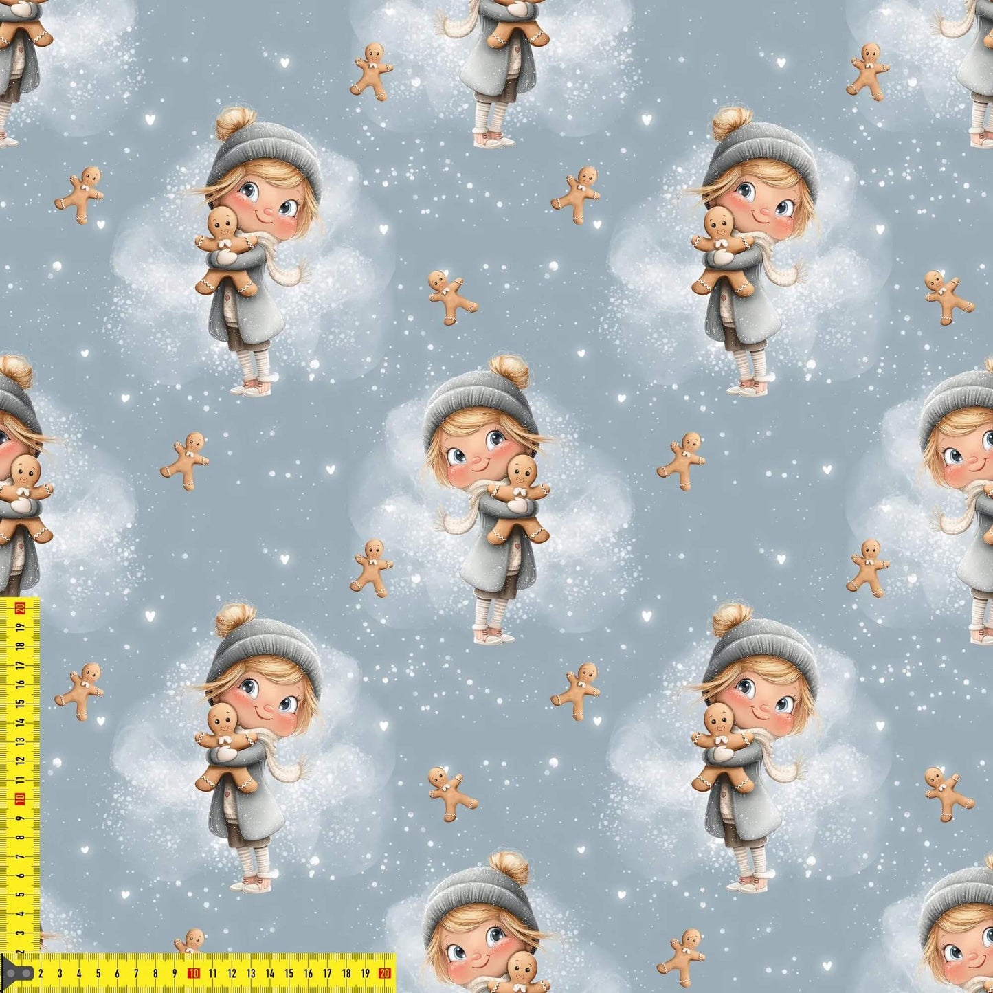 French Terry Meterware mit Lebkuchen-Mädchen & Schneeflocken – perfekt für Pullover & Pumphosen