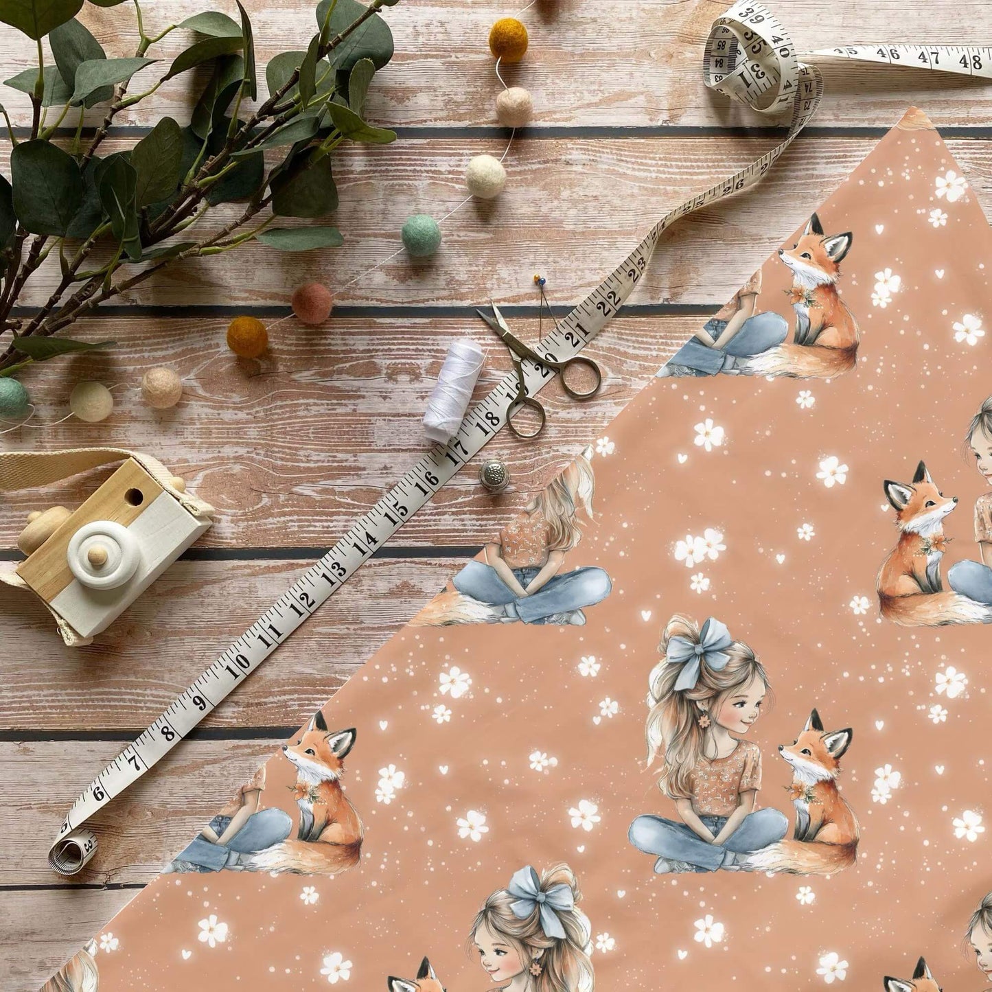 Fuchsmädchen Stoff Meterware – ideal für Kinderkleidung & herbstliche Accessoires