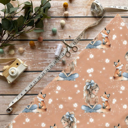 Fuchsmädchen Stoff Meterware – ideal für Kinderkleidung & herbstliche Accessoires