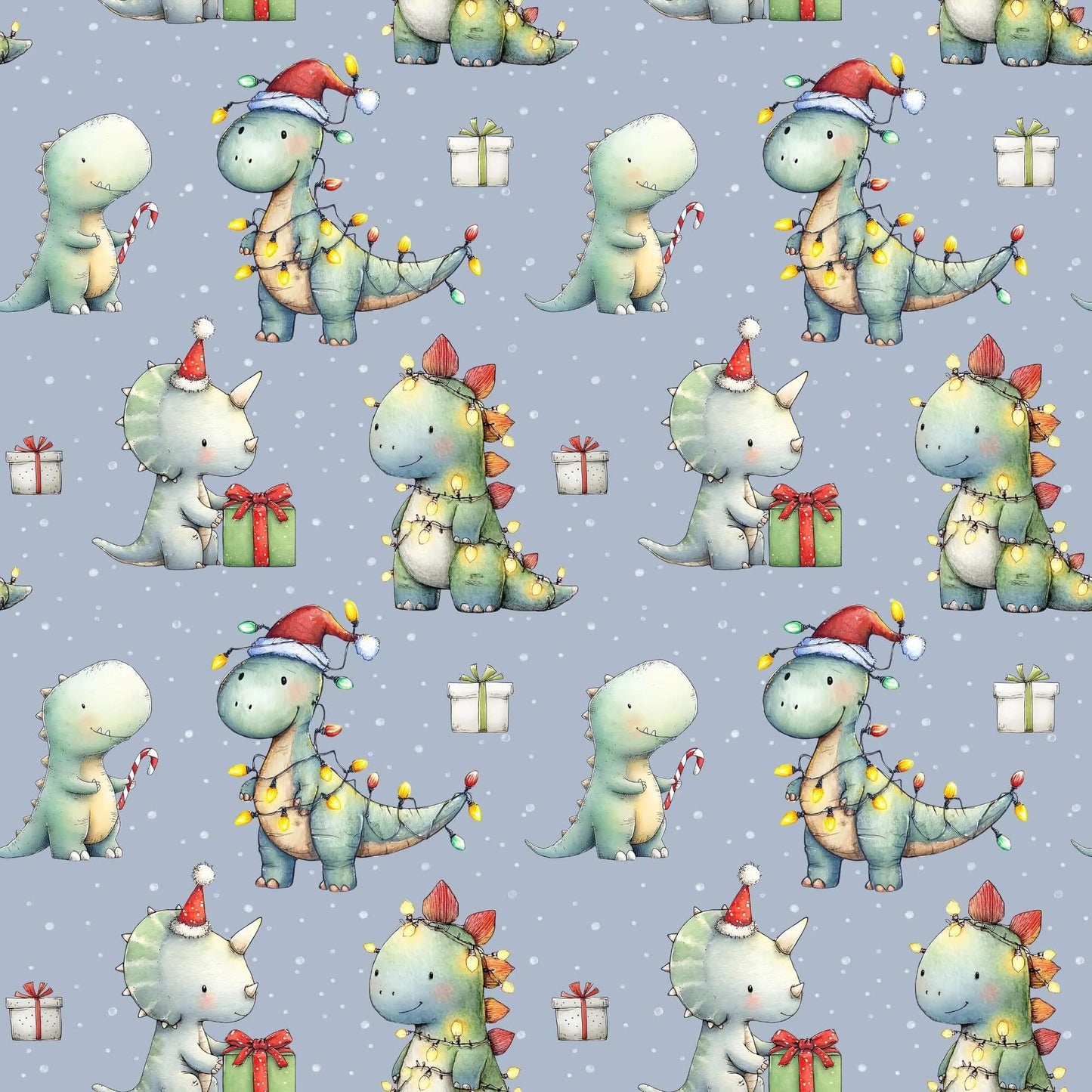 „Jersey Kinderstoff mit Weihnachtsdino – OEKO-TEX zertifiziert & liebevoll illustriert“