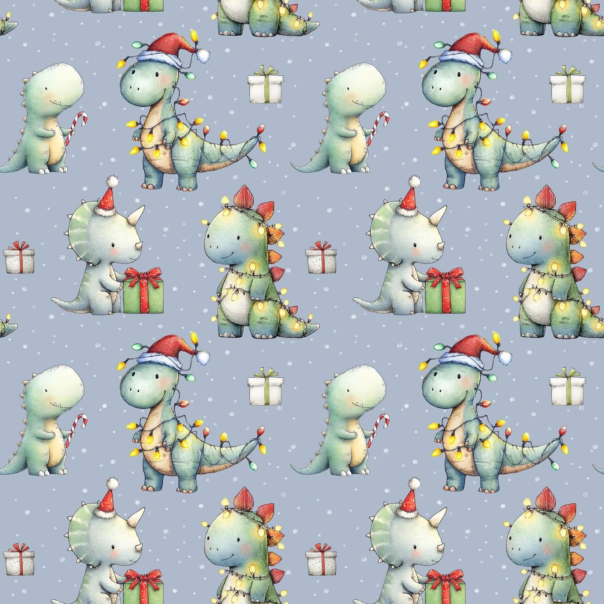 „Jersey Kinderstoff mit Weihnachtsdino – OEKO-TEX zertifiziert & liebevoll illustriert“