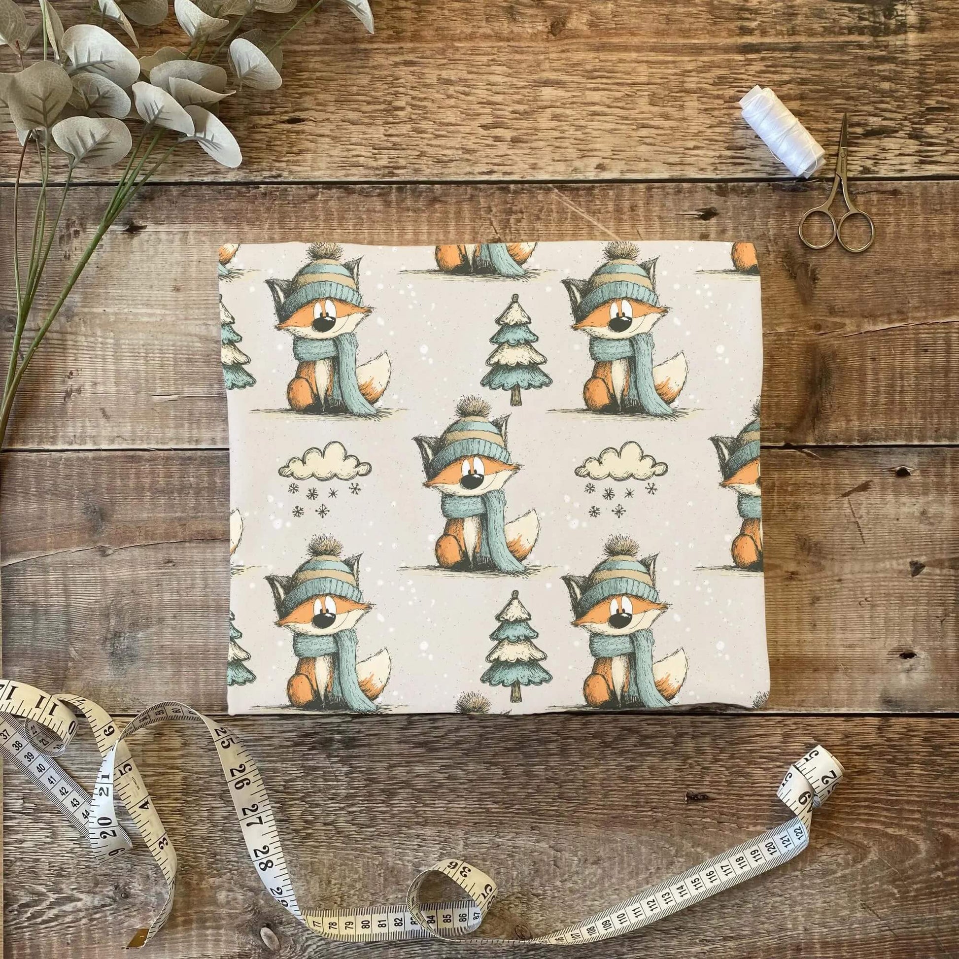 „Jersey Kinderstoff mit Fuchsmotiv – OEKO-TEX zertifiziert & liebevoll illustriert“