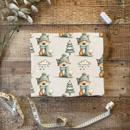 „Jersey Kinderstoff mit Fuchsmotiv – OEKO-TEX zertifiziert & liebevoll illustriert“