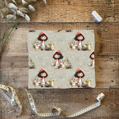 „Jersey Kinderstoff mit Rotkäppchenmotiv – OEKO-TEX zertifiziert & liebevoll illustriert“