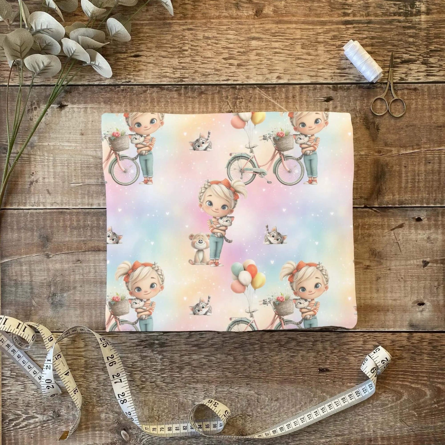 „Jersey Kinderstoff mit Fahrradmotiv – OEKO-TEX zertifiziert & liebevoll illustriert“