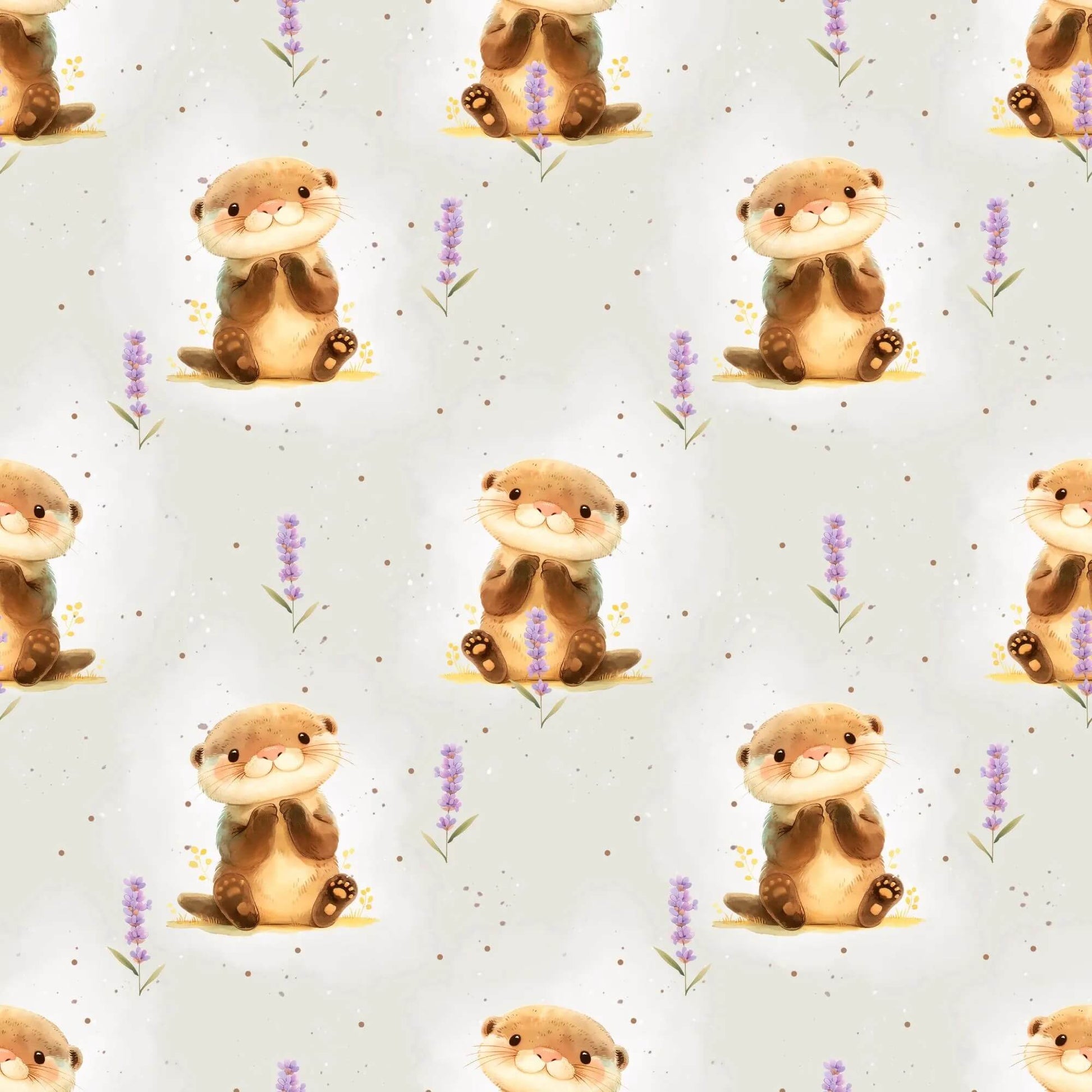 „Jersey Kinderstoff mit Ottermotiv – OEKO-TEX zertifiziert & liebevoll illustriert“