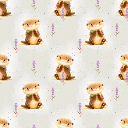 „Jersey Kinderstoff mit Ottermotiv – OEKO-TEX zertifiziert & liebevoll illustriert“