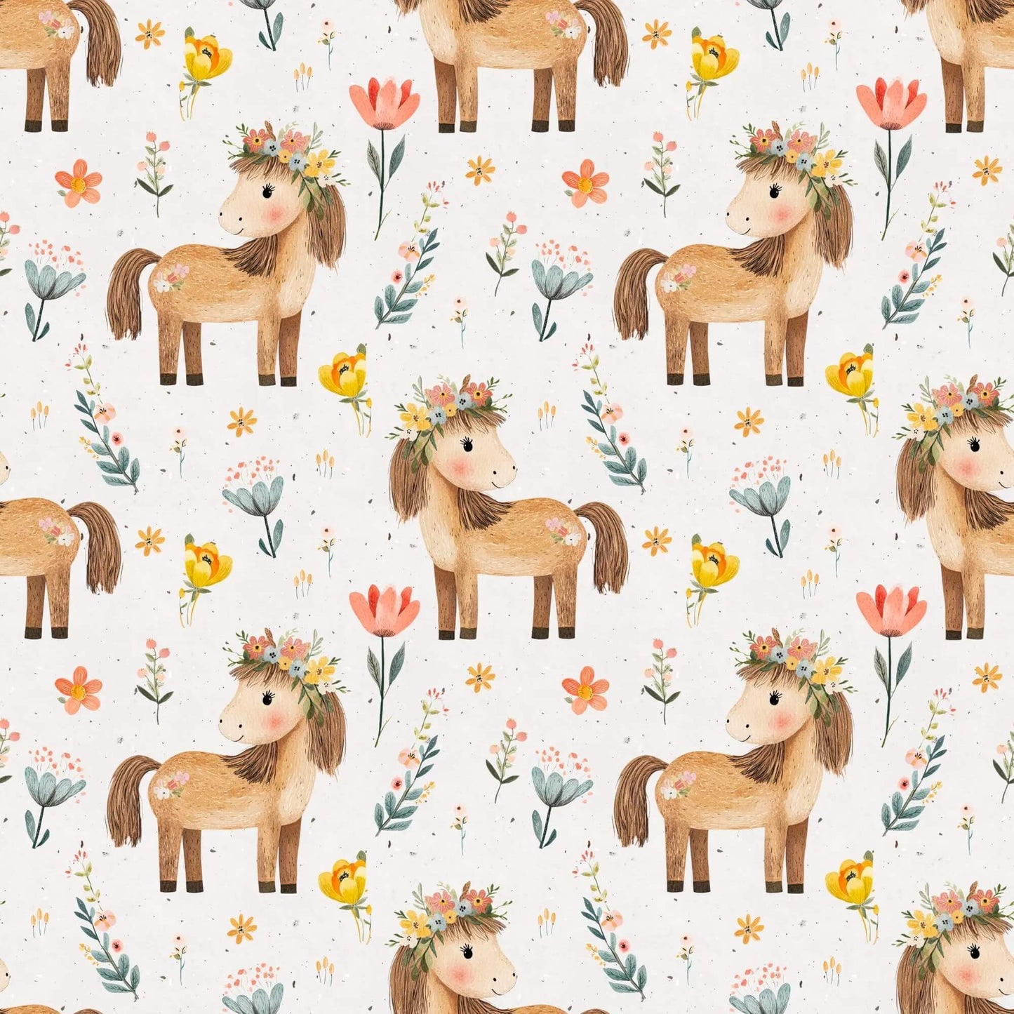 „Jersey Kinderstoff mit Pferdemotiv – OEKO-TEX zertifiziert & liebevoll illustriert“