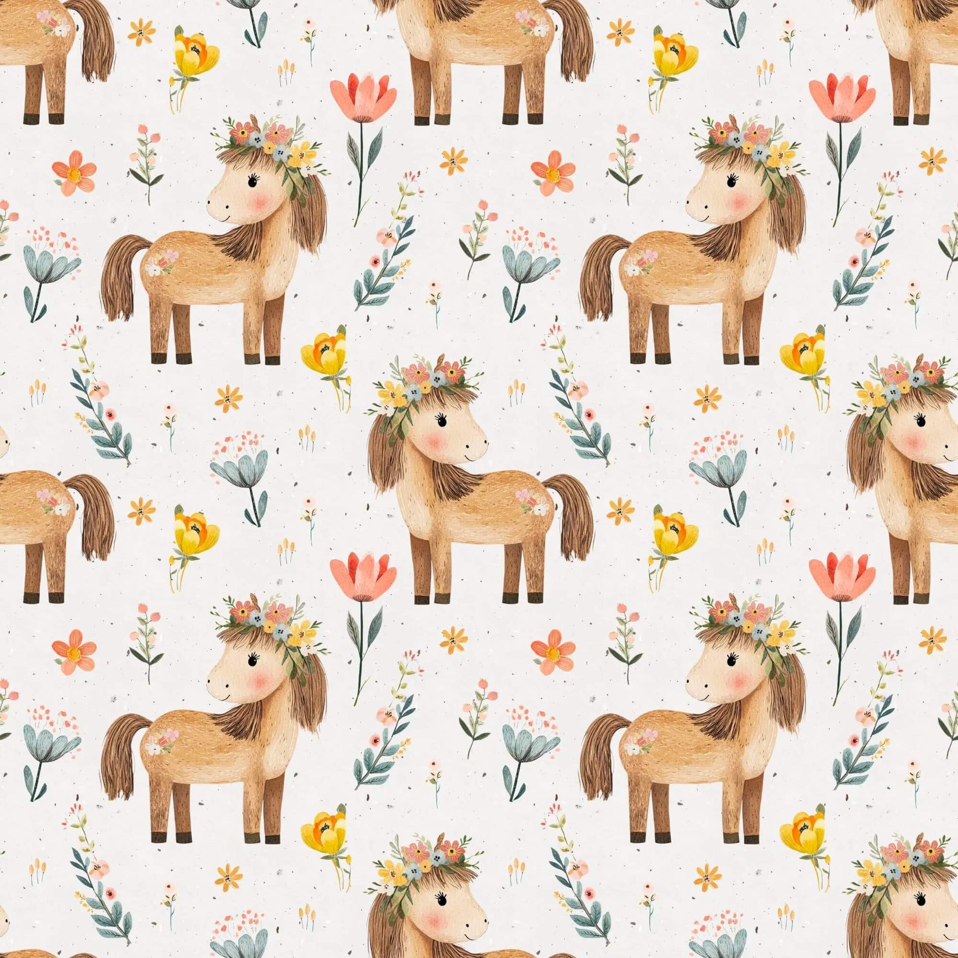 „Jersey Kinderstoff mit Pferdemotiv – OEKO-TEX zertifiziert & liebevoll illustriert“