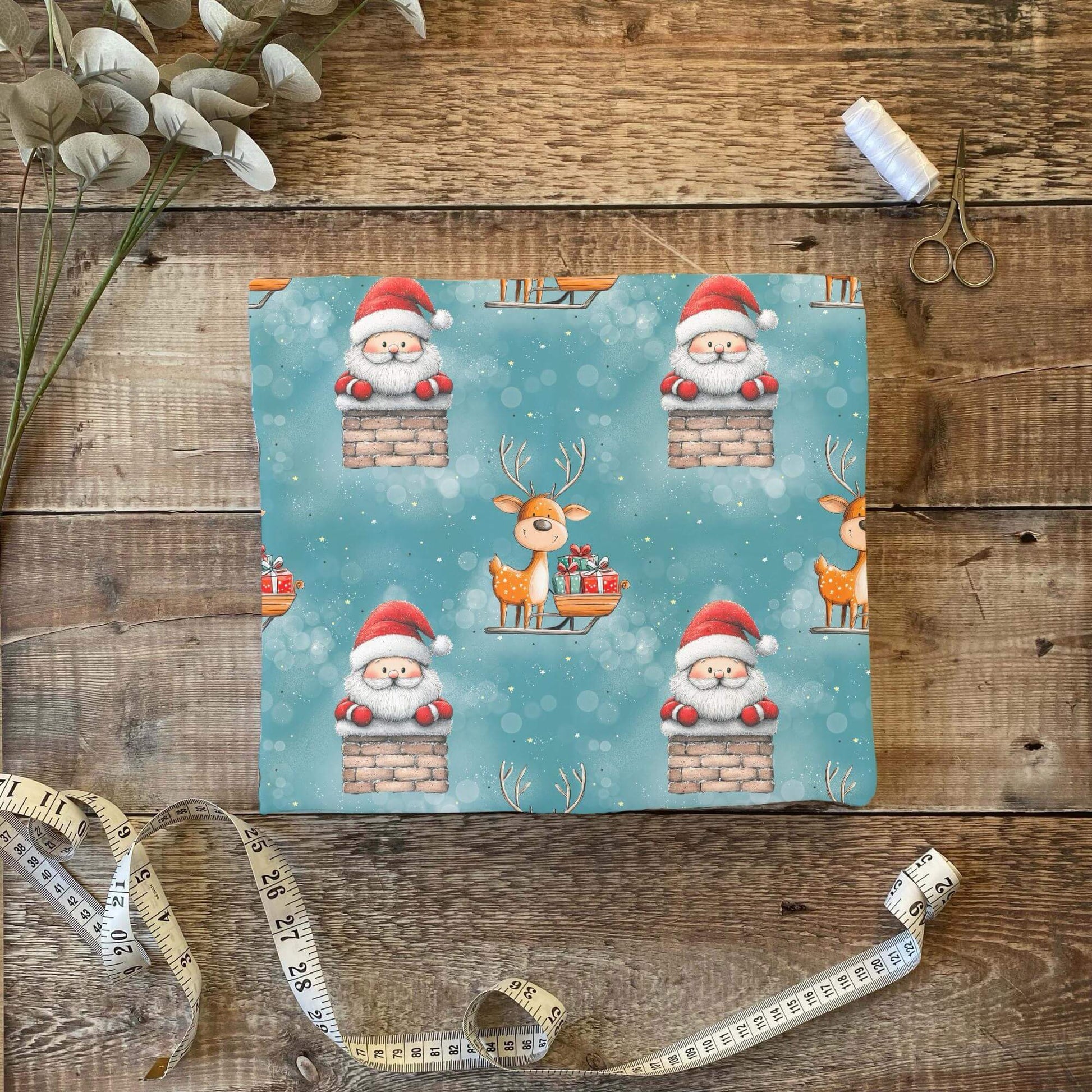 „Jersey Kinderstoff mit Weihnachtsmann Motiv – OEKO-TEX zertifiziert & liebevoll illustriert“