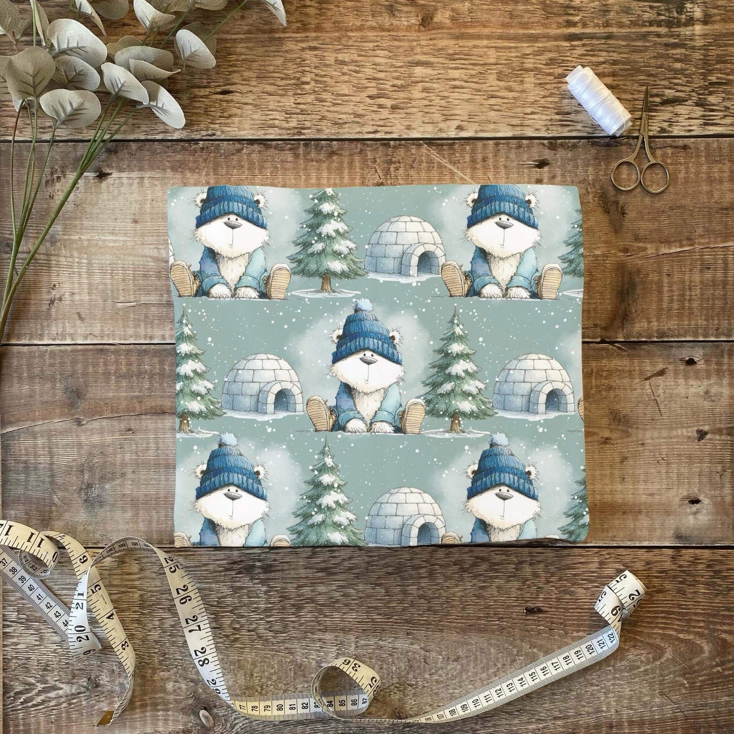 „Jersey Kinderstoff mit Eisbär Motiv – OEKO-TEX zertifiziert & liebevoll illustriert“