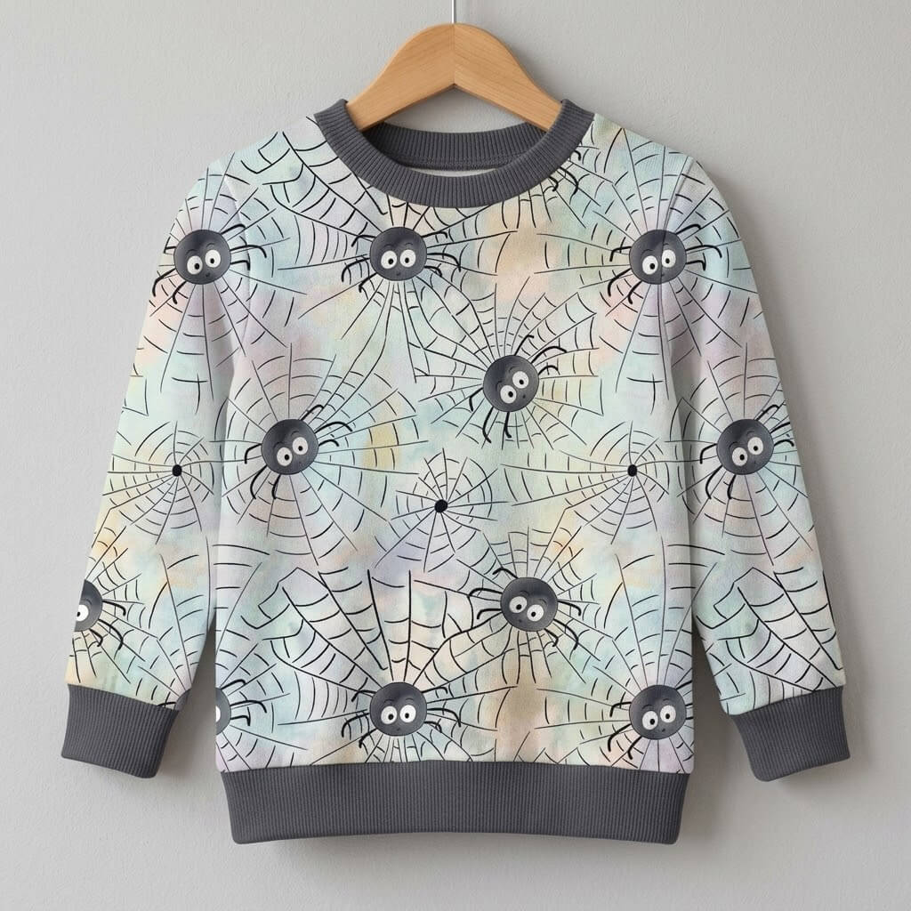 Spinnennetzfreunde Kinderpullover am Kleiderbügel