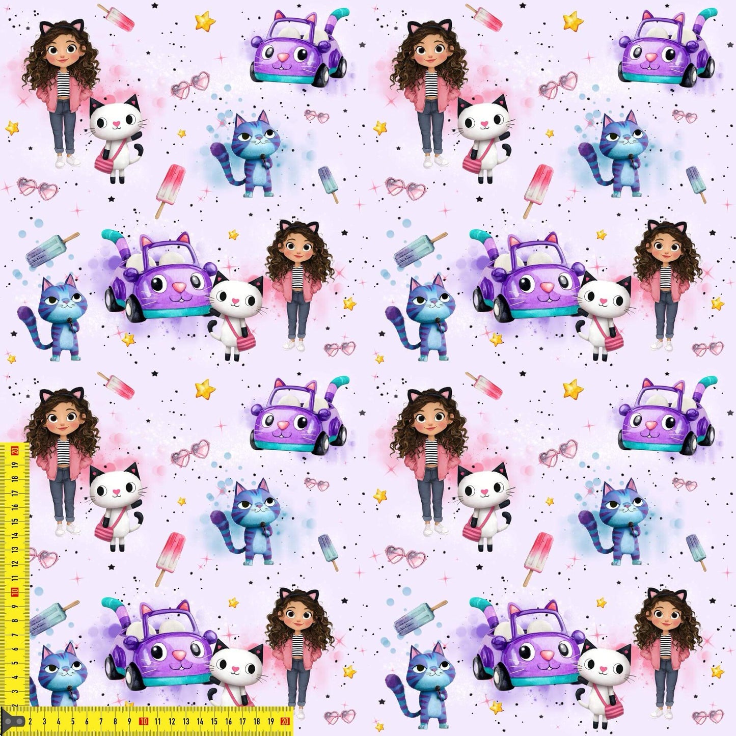 Kitty Pop Dream Musselin – leichter Stoff für Baby‑ und Kinderkleidung im Pop‑Art‑Look
