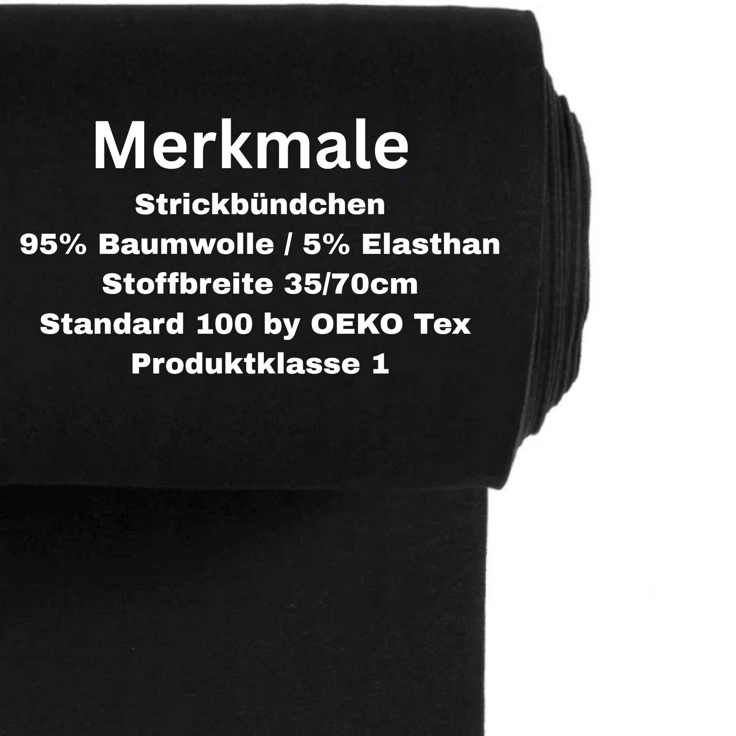 Strickbündchen schwarz Meterware OEKO TEX 100 hochwertig