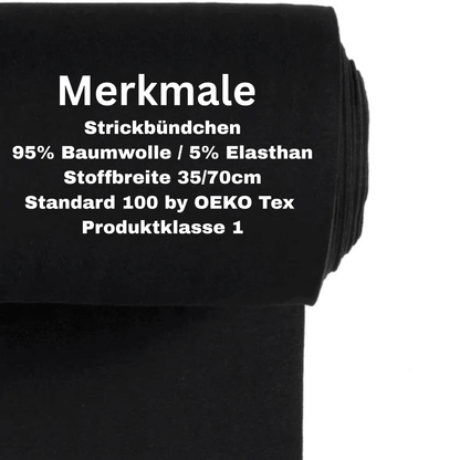 Strickbündchen schwarz Meterware OEKO TEX 100 hochwertig