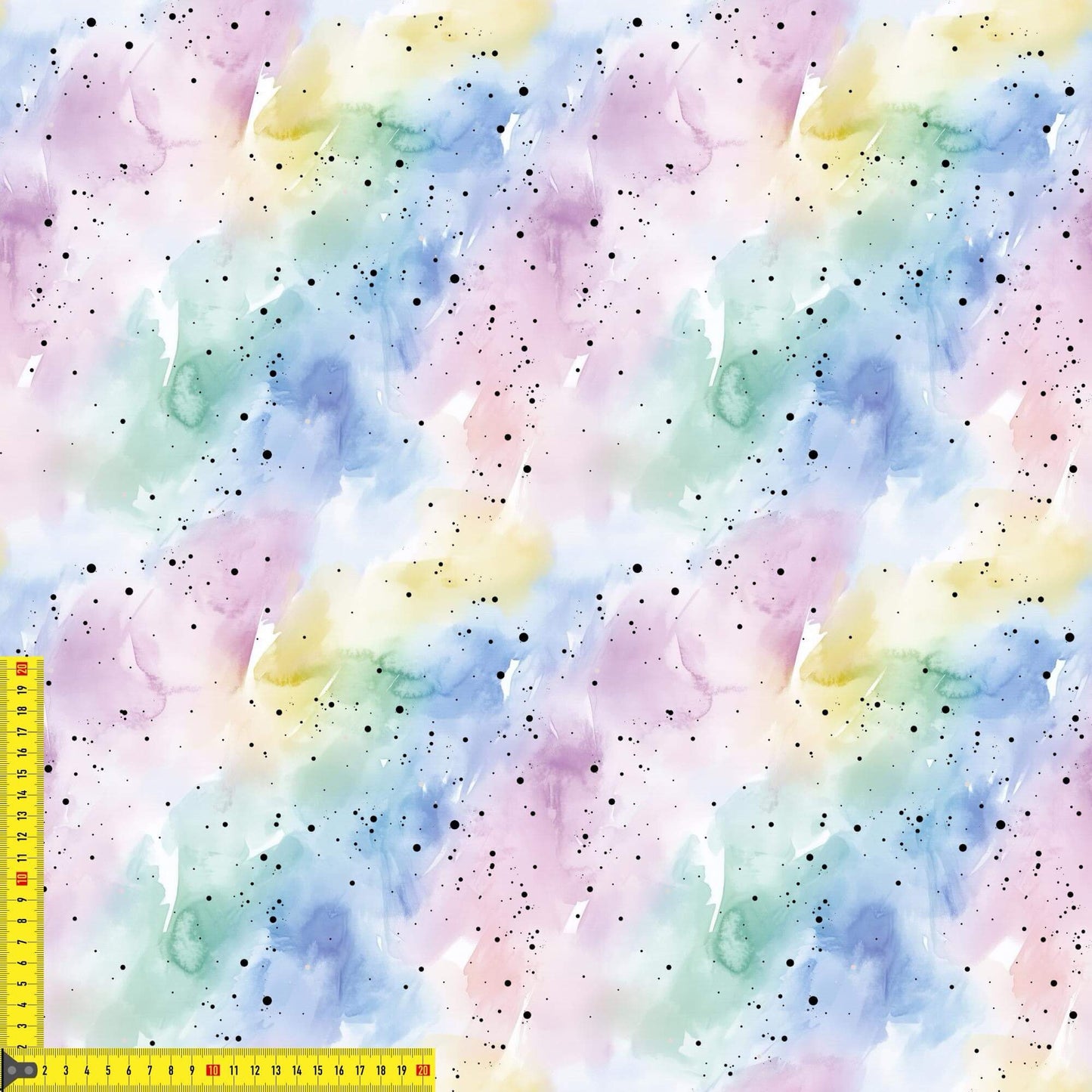 Kombi Regenbogen Einhorn Stoff auf Jersey – pastellfarbener Aquarell‑Hintergrund OEKO‑TEX 100
