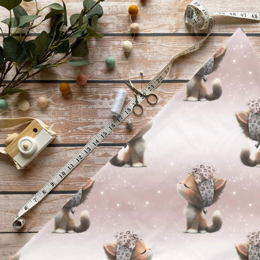 Kombi Katze mit Haarband Stoff Meterware – ideal für Kinderkleidung & Tiermotive“