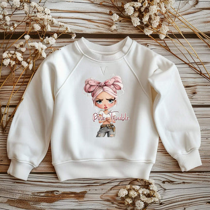 Bügelmotiv Mädchen Pullover DIY Geschenkidee Statement Style
