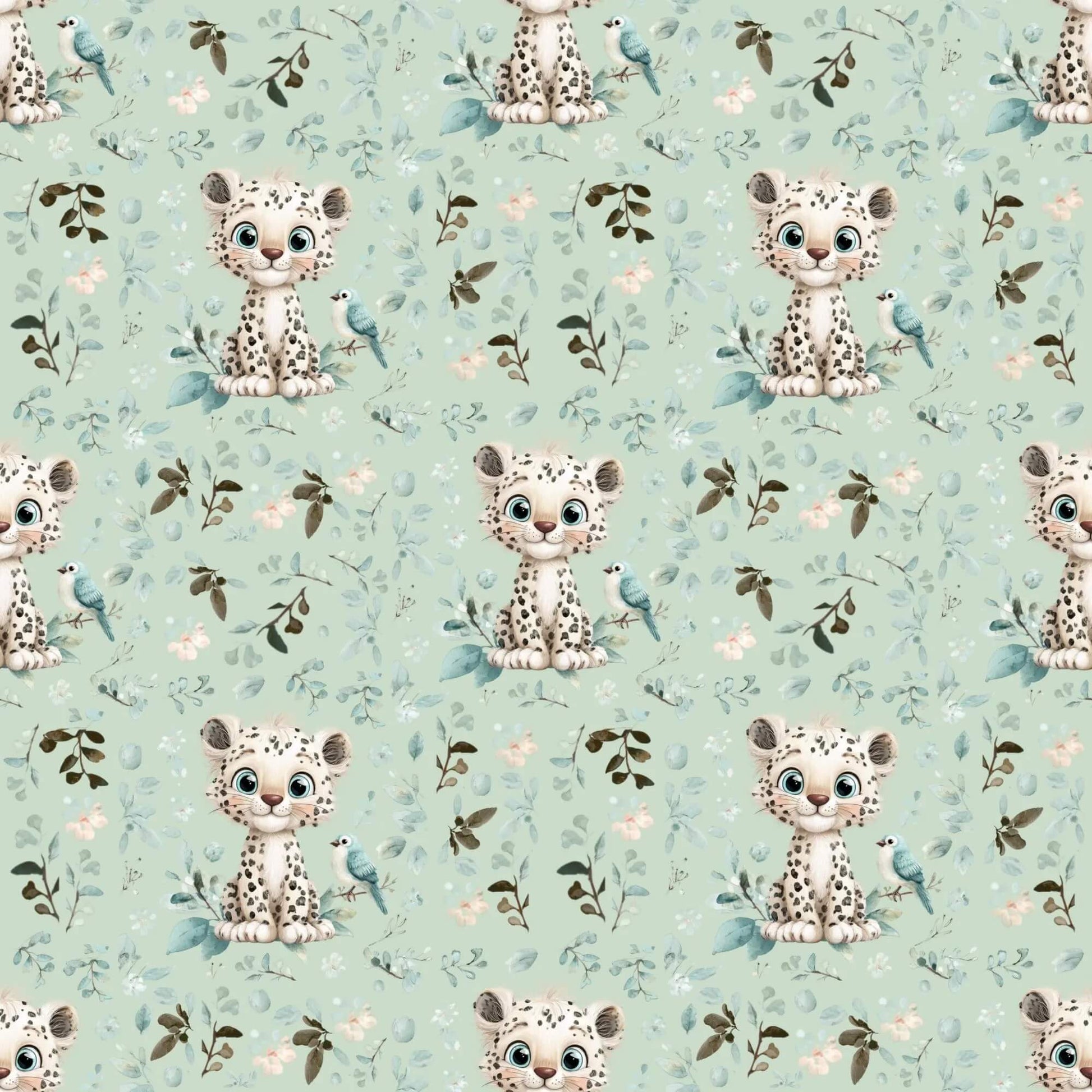 Musselin mit Baby Leopard Motiv für leichte Sommerkleidung