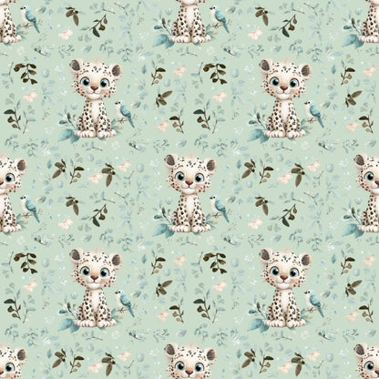 Musselin mit Baby Leopard Motiv für leichte Sommerkleidung