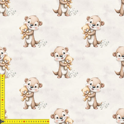 French Terry Otter Kinderstoffe OEKO-TEX zertifizierte Meterware für Babykleidung und kreative Nähprojekte
