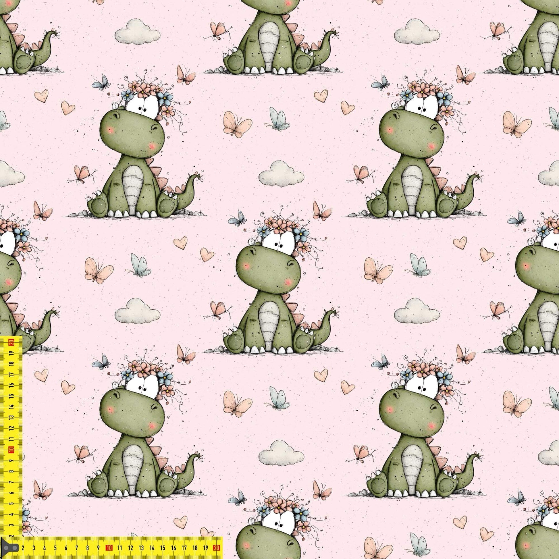 Stoff Meterware Dino Design OEKO TEX Kinderstoffe rosa
