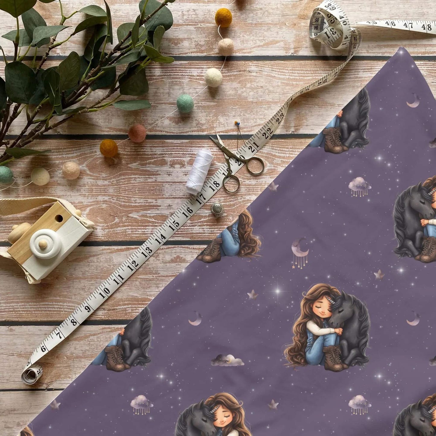 Schlafendes Einhorn Jersey Stoff Meterware OEKO-TEX 100 Kinderstoffe