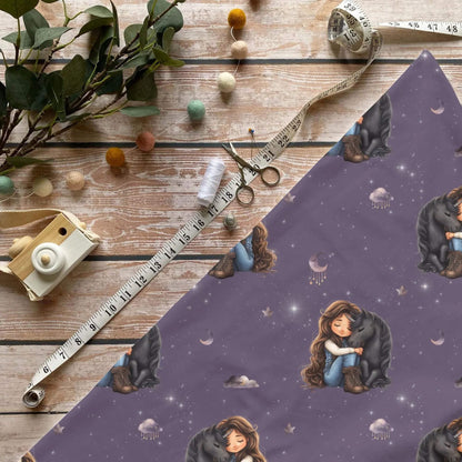 Schlafendes Einhorn Jersey Stoff Meterware OEKO-TEX 100 Kinderstoffe