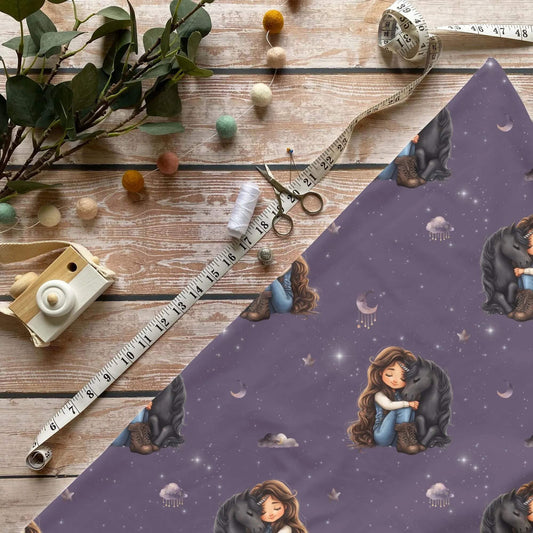 Schlafendes Einhorn Jersey Stoff Meterware OEKO-TEX 100 Kinderstoffe