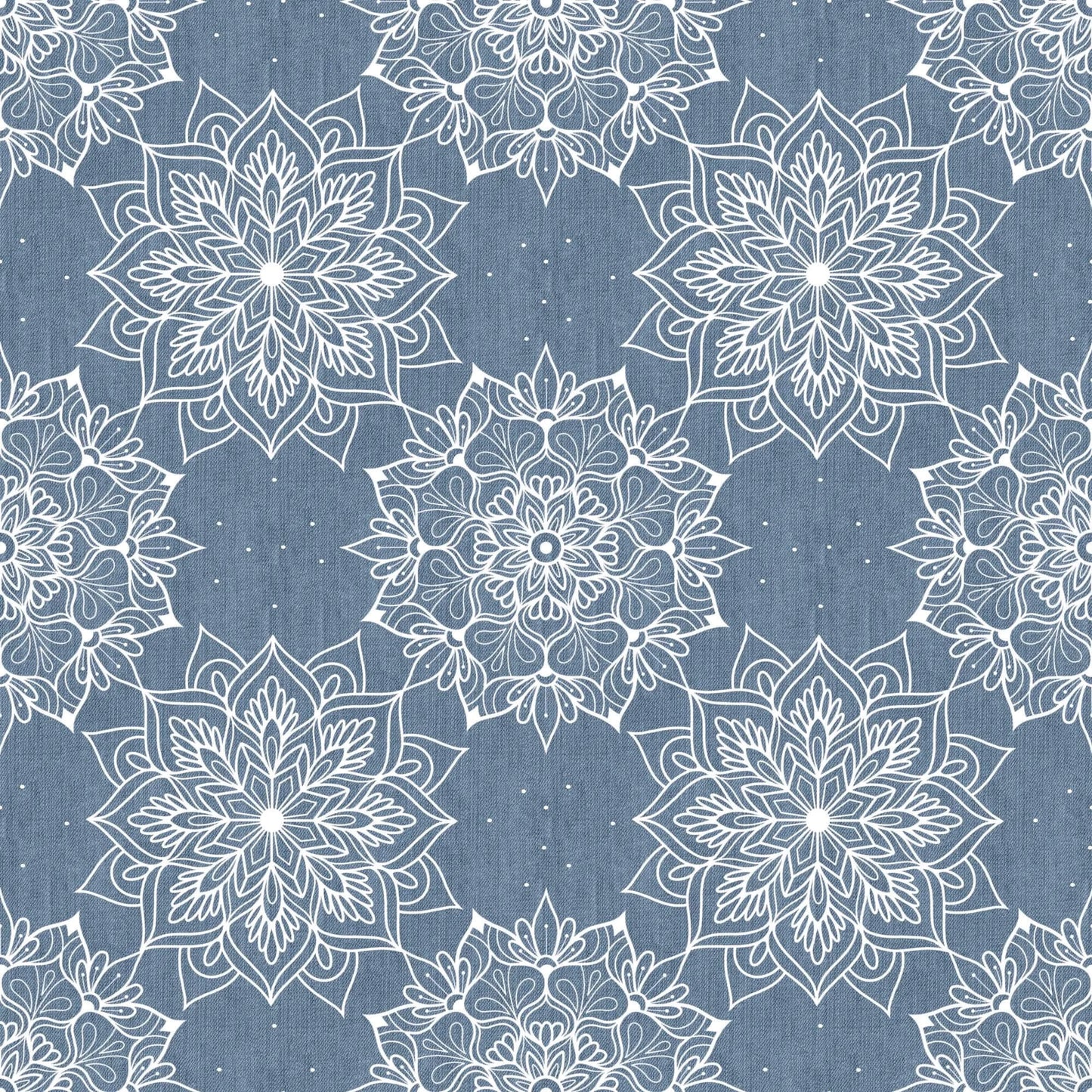 Mandala Blau Musselin – leichter Stoff für Kleidung & Accessoires
