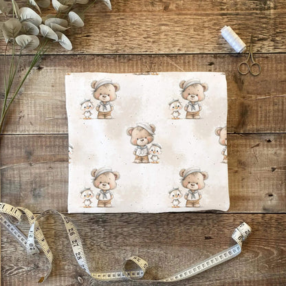 Matrose Teddy & Küken Badestoff UV50+ – saisonaler Kinderstoff für Sommerprojekte
