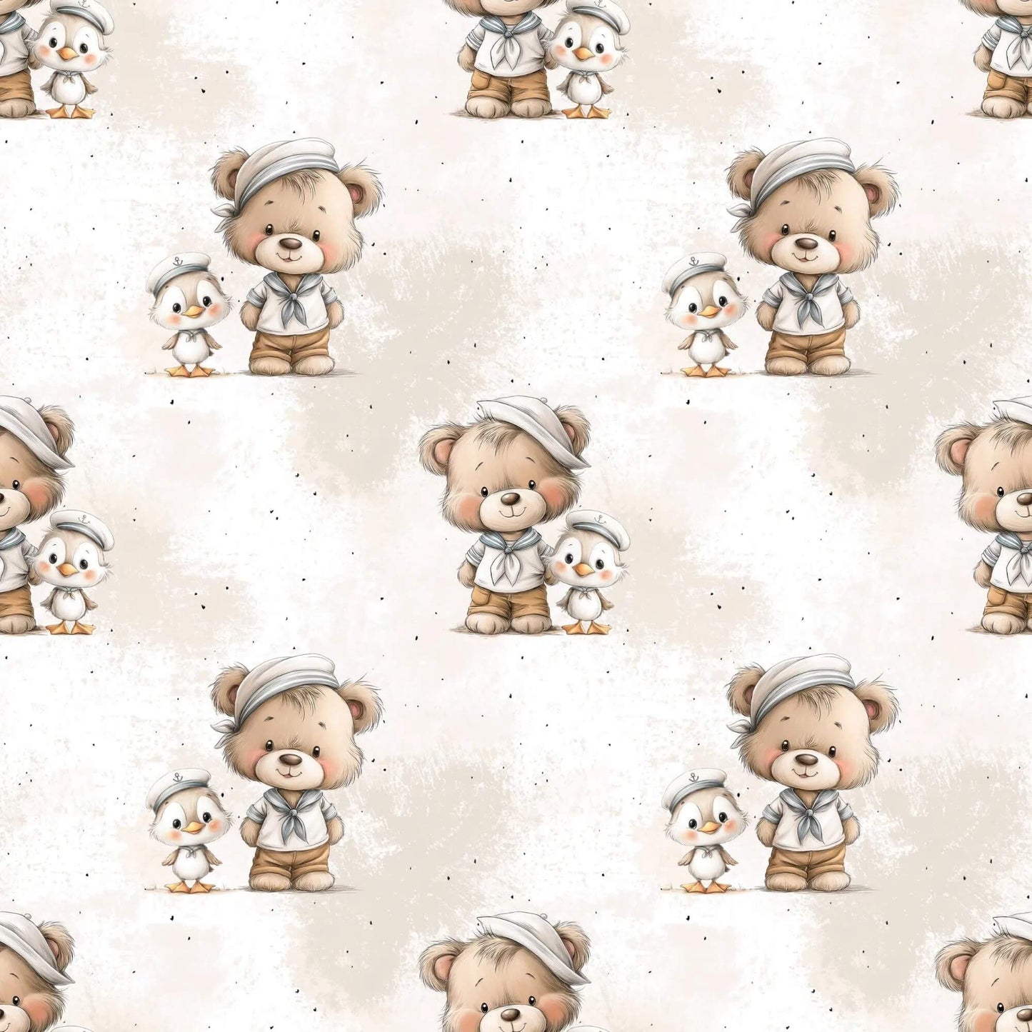 Matrose Teddy & Küken Musselin – leichter Stoff für Baby‑ und Kinderkleidung
