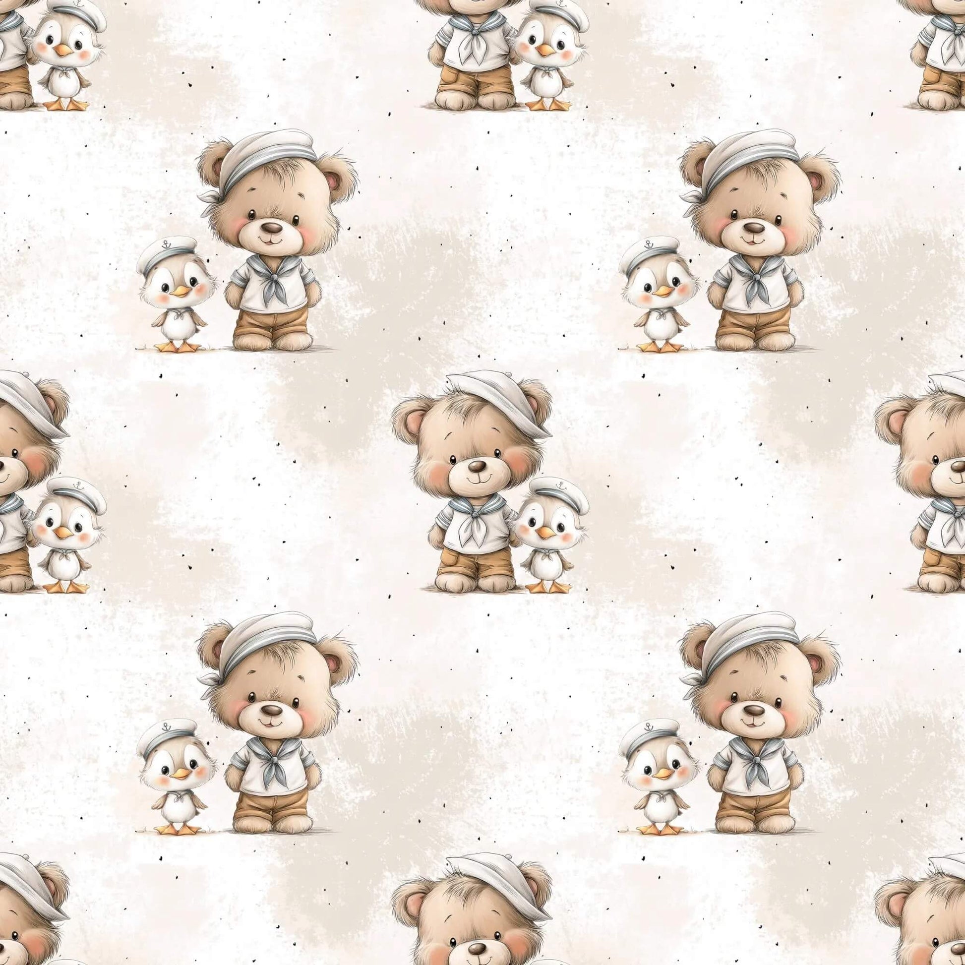 Matrose Teddy & Küken Musselin – leichter Stoff für Baby‑ und Kinderkleidung

