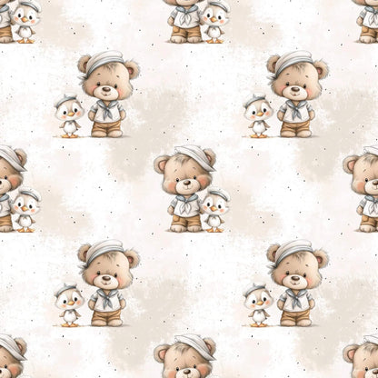 Matrose Teddy & Küken Musselin – leichter Stoff für Baby‑ und Kinderkleidung
