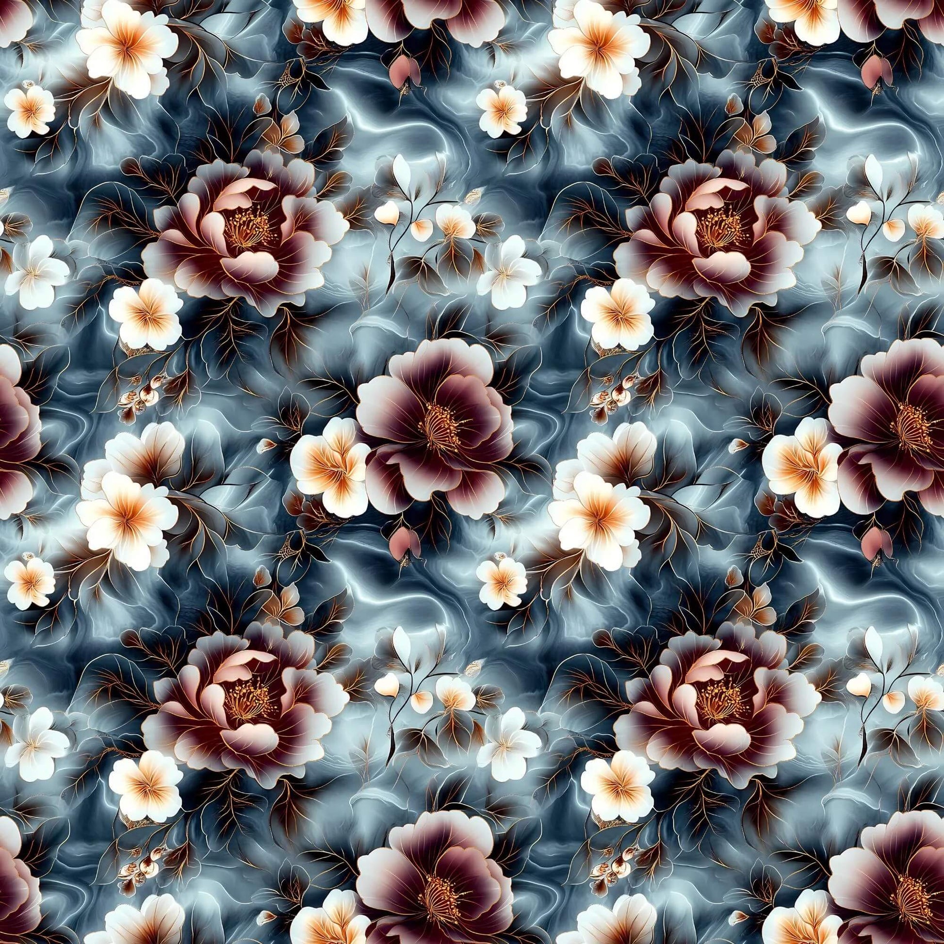 „Minky Glatt Stoff Weiß Blau Blüten – OEKO-TEX zertifiziert & ideal für Kuscheldecken“